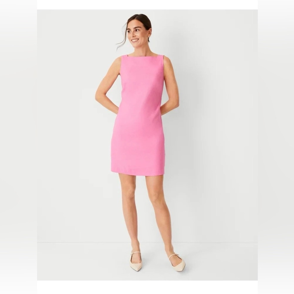 NEW $159 Ann Taylor Pink Envelope linen blend sheath dress sz 2 Petite